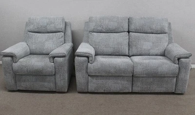 G Plan Thornbury Grey Fabric Power 2 Seater Sofa & Power Armchair - Image 1 of 4