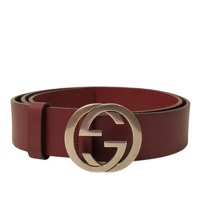 Cintura Gucci Interlocking G in pelle marrone - Immagine 1 di 4