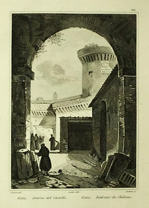 1836:ROMA= Interno del Castello OSTIA= AUDOT.LAZIO.Acciaio.In Passepartout.ETNA. - Bild 1 von 1