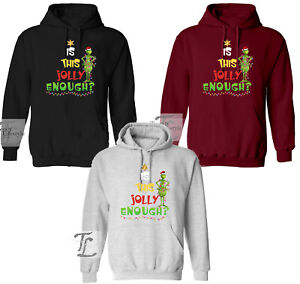 CHRISTMAS JUMPER GRINCH IS THIS JOLLY ENOUGH UNISEX ADULTS KIDS COTTON HOODIES