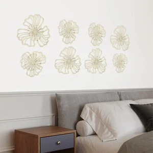 7-Piece Flower Metal Wall Art Decor Metal Wall Hanging for Living Room Bedroom - Picture 1 of 16