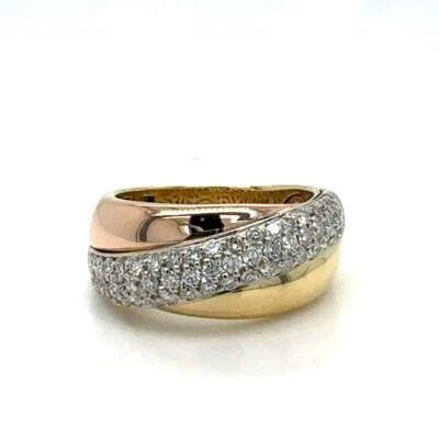 Anillo de diamantes tricolor Roberto Coin de 18 quilates oro amarillo/blanco/rosa Foto 1 de 4