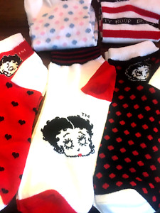 (3 paires) chaussettes chevilles Betty Boop (No Show), assorties, taille 9-11