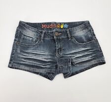 Vintage 90s Y2k Mudd Shorts Juniors Gray Blue Jean Peace Distressed ~7