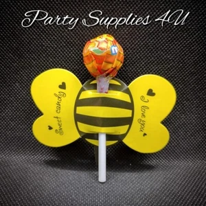 10pk Bumble Bee Lollipop stick holder Party Bags/favour/Yellow/Candy/Gift/Insect - Picture 1 of 5