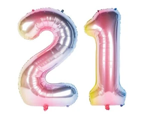 40" 21 Gradient Unicorn Pink Foil Number Balloons Birthday Float Helium Princess - Picture 1 of 1