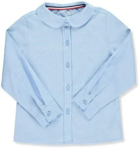 Girls Lt Blue Blouse SE9359 Long Sleeve Peter Pan Collar French Toast Size 5 -20 - Picture 1 of 2