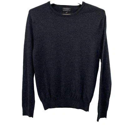 Express Sweater Mens Large Gray Knit Pullover Crew Neck Long Sleeve Merino Wool - Image 1 of 4
