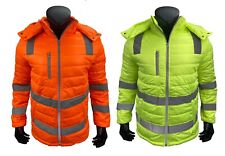 Hi-Vis Reflective Tape Safety Workwear Full Zip Winter Warm Puffer Jacket Coat