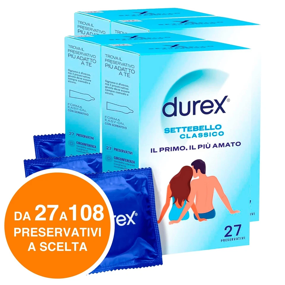 Durex Settebello Classico Preservativi Easy-On Profilattici Extra Lubrificati - Immagine 1 di 1