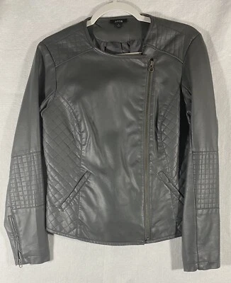 Apt. 9 Faux Leather Jacket Gray Womens Size Small - Image 1 of 4