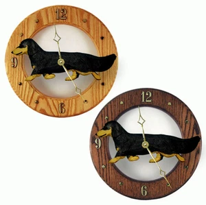 Dachshund Wood Clock Blk/Tan Long Hair - Picture 1 of 1