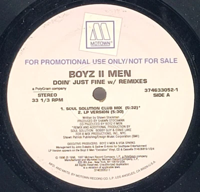 BOYZ II MEN - DOIN' JUST FINE W/ REMIXES -  R&B SOUL SINGLE PROMO MOTOWN - Image 1 of 2