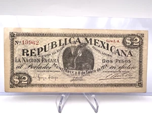 1914 Dos Peso Republica Mexicana Serie C-A Note. Lot.81 - Picture 1 of 8