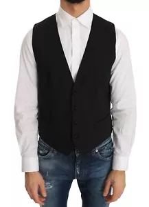 DOLCE & GABBANA Weste schwarz Wolle Seide solide formelle Gilet Gr. IT48/US38/M UVP 700 $ - Bild 1 von 8