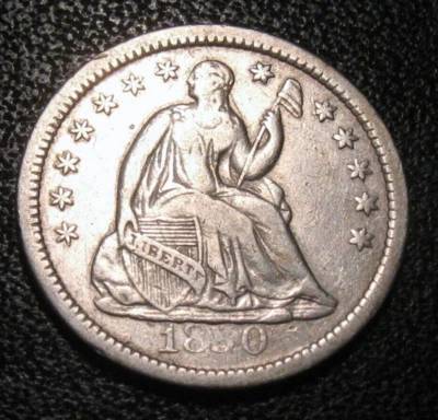 OLD US COINS SILVER 1850  WEAK 5 HALF DIME - Image 1 of 2
