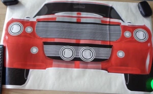 Arte de pared calcomanía grande de parrilla frontal de coche Mustang rojo y blanco - Imagen 1 de 3