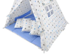 Tipi, tienda para niños, tienda de juegos, tipi, tienda para niños, tienda para indios_estrellas azul-grises - Imagen 1 de 4