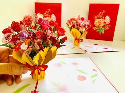 Tarjetas Pop Origami Otoño Flor Ramo 3D Pop Up Tarjeta de Felicitación Feliz Cumpleaños Foto 1 de 4