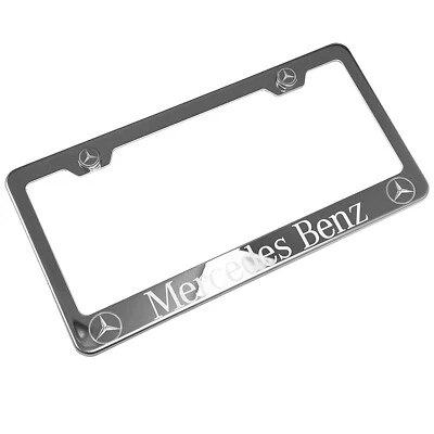 T304 Chrome Polished Mercedes Benz Laser Etched Engraved License Plate Frame New - Image 1 of 4