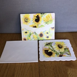 Carol Wilson Fine Arts  Sunflowers Embossed Note Cards Envelopes Portfolio 10 ct - Picture 1 of 10