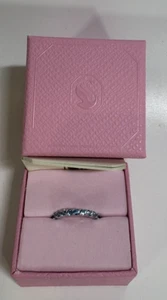 Swarovski Matrix Rhodium Plated Round Cut Blue Crystal Ring, Size 6/52 - Picture 1 of 3