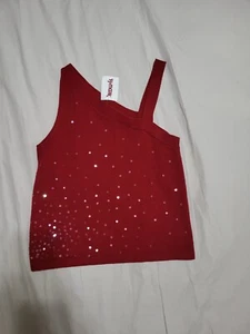 Express World Brand Stretched Red Top with Shining - Picture 1 of 5