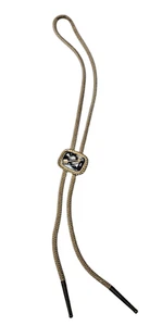 Vintage Collectable Bolo Tie Featuring Arrow On Mix Gray Faux Stone Beige String - Picture 1 of 8