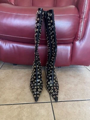 JEFFREY CAMPBELL HOLEY BLACK BOOTS SZ 8.5 Original $455 - Image 1 of 4