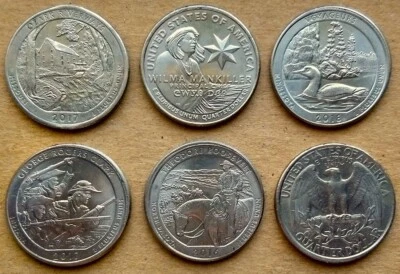 1994P 2016P 2017P x2 2018P 2022P Mis-Struck Fat Rim 6 Coin Lot Mint Error Coins - Image 1 of 4