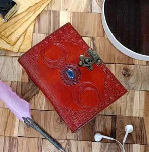 Pack of 2 book of shadows, triple moon journal, grimoire journal, deckled pape - Picture 1 of 6