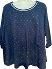 CATHERINES Blouse Women's 2X 22/24W Navy Blue Cotton Supreme Collection BA9