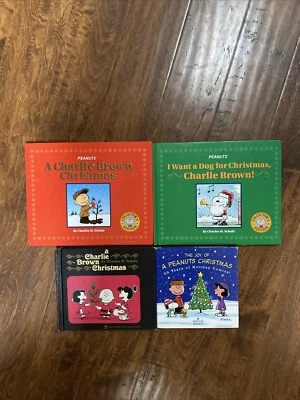 D 4 Vintage Snoopy Charlie Brown Peanuts Christmas Hardcover Books - Image 1 of 4