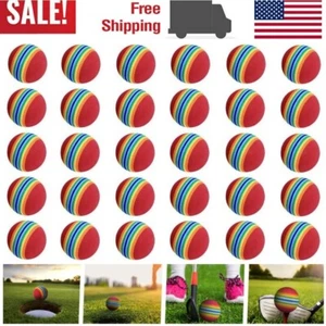 30pcs Rainbow Stripe Foam Sponge Golf Balls Swing Practice Training Aids New USA - Picture 1 of 19