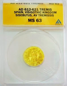 612-621 AD ORO ESPAÑA VISIGODOS SISEBUT AV TREMISSIS ANACS COMO NUEVO ESTADO 63 - Imagen 1 de 3