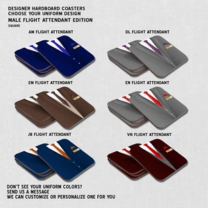 Hardboard Coasters - Flight Attendant Edition (Male) - Picture 1 of 8
