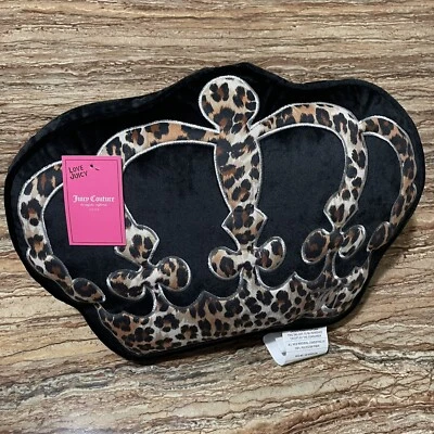 Juicy Couture Almohada Corona Esculpida 20x15 Acento Almohada Estampado Leopardo Foto 1 de 4