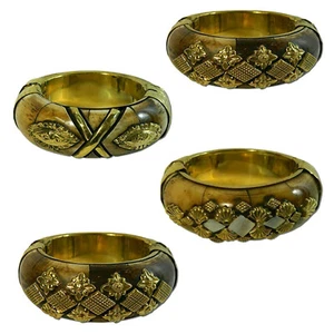 4 Armreifen aus Bein Messingdesign Schmuck Accessoire - Picture 1 of 8