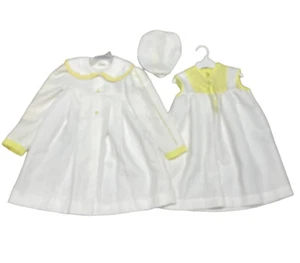 Vintage Just Adorable 3pc Set Yellow White Dress Girls Size 6 - Picture 1 of 11