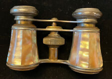 Vintage Chevalier Paris Mother of Pearl Inlay Brass Opera Glasses