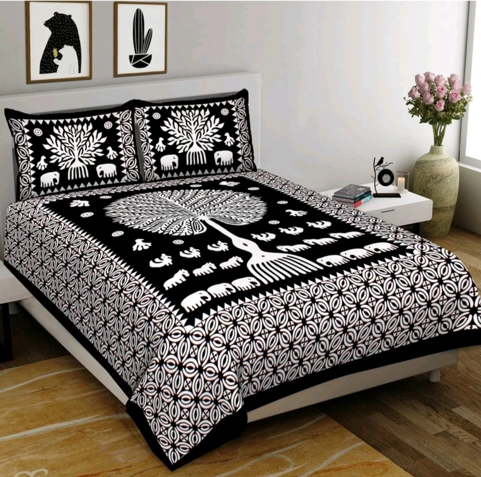 Sábana bajera doble 100 % algodón tamaño king con 2 fundas de almohada - negra Foto 1 de 2