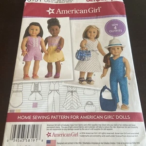 Ropa para muñeca American Girl Simplicity 8191 4 trajes patrón de costura - Imagen 1 de 4