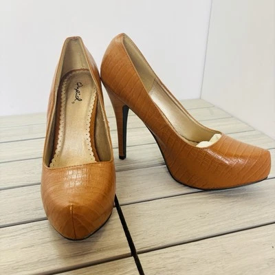 Zapatos de tacón de aguja vintage Qupid marrón caramelo talla 9 Foto 1 de 4