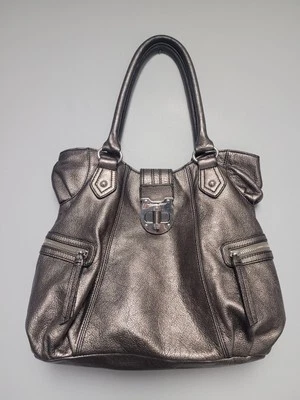 Etienne Aigner Soft Leather Metalic Brown Handbag Large Logo Lined Hobo Slouchy  - Image 1 of 4