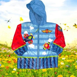 Stephen Joseph Hooded Rain Jacket Raincoat Fleece Lined Airplanes Toddler Sz 4T - Picture 1 of 12