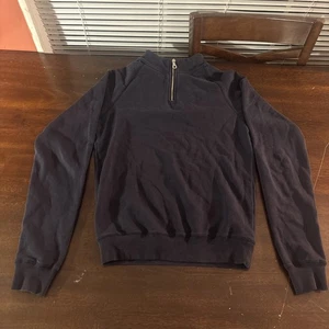 Italic Navy 100% Cotton Half Zip Sweatshirt XS Minimalist Pullover - Picture 1 of 13