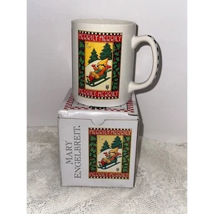 Mary Engelbreit Merry Merry Mug with Box Christmas Gnome Sledding Trees - Picture 1 of 2