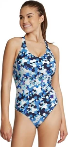 NWT Speedo Turkish Sea Print One Pc Swimsuit Women 6 UPF 50+ Thin Strap Hi-cut - Picture 1 of 9