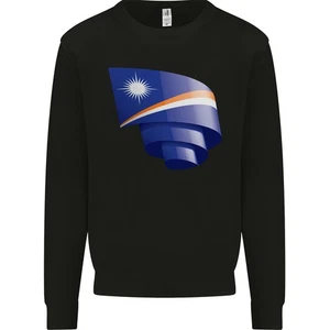 Curled Marshall Islands Flag Day Football Kids Sweatshirt Jumper - Picture 1 of 35