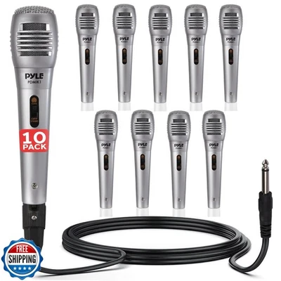 Pyle Professional Dynamic Microphone - 10-Pack Unidirectional Handheld Mic wi - Image 1 of 4